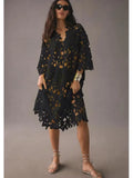 Seductive Elegance: Sexy Lace Hollow Out V-Neck Beach Dress