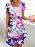 Grace in Bloom: Geometric Floral Summer Midi Dress
